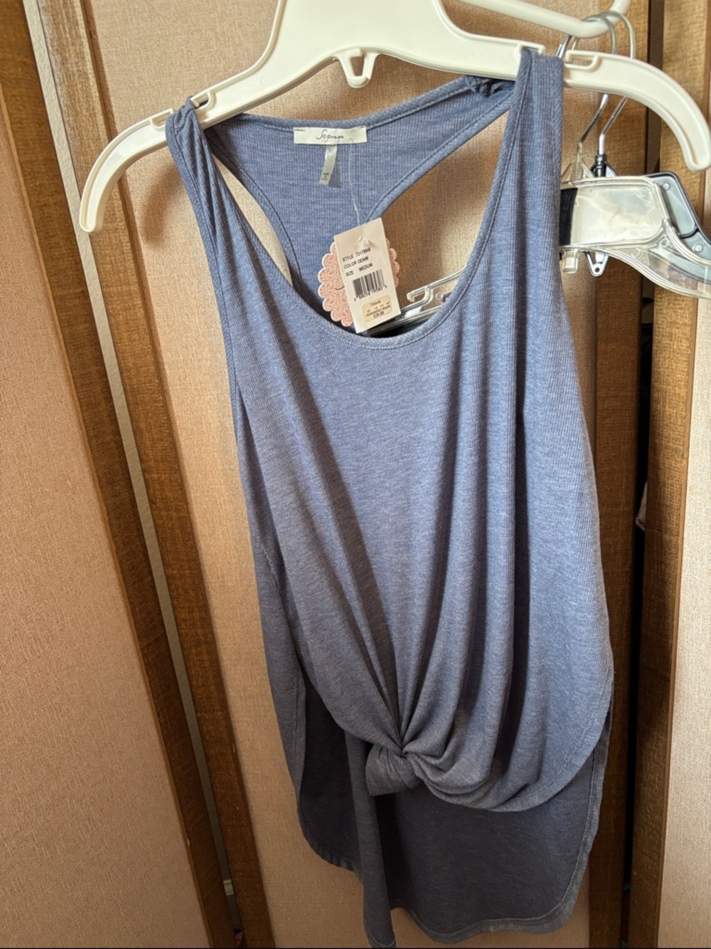 Soprano Women's Knot-Front Tank Top — Heather Blue Medium NWT